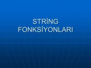 SQL String Fonksiyonları