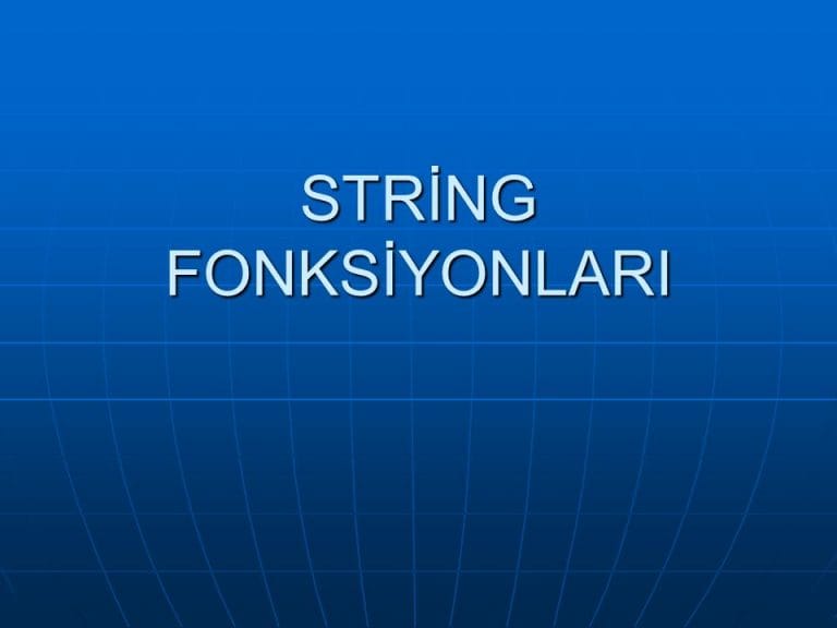 SQL String Fonksiyonları