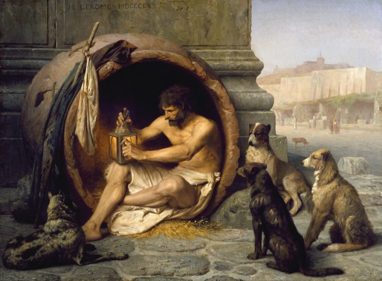 Jean Léon Gérôme Diogenes felsefe yapmak diyojen köpekçilik kinikler