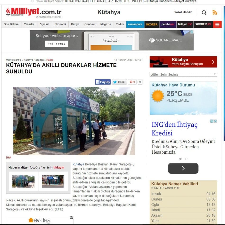 Bizerk Belediyelere Akıllı Durak Üretiyor