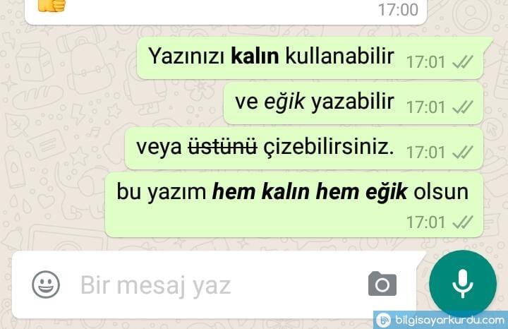 whatsapp kalın yazı