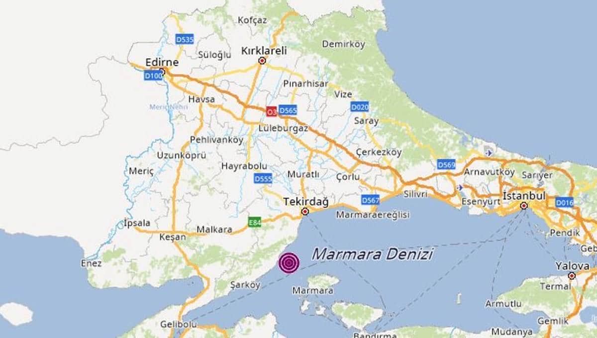 SON DAKİKA: Marmara Denizi'nde 4,1 büyüklüğünde deprem