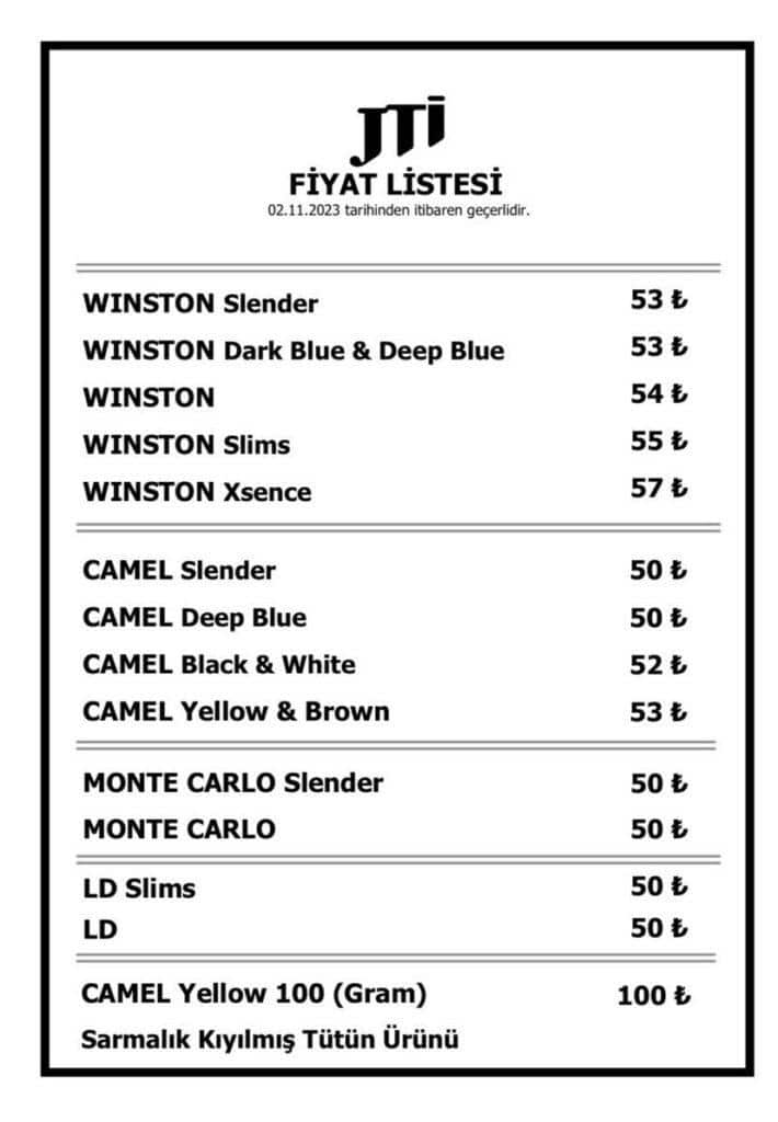 JTI Zamlı Sigara Fiyat Listesi